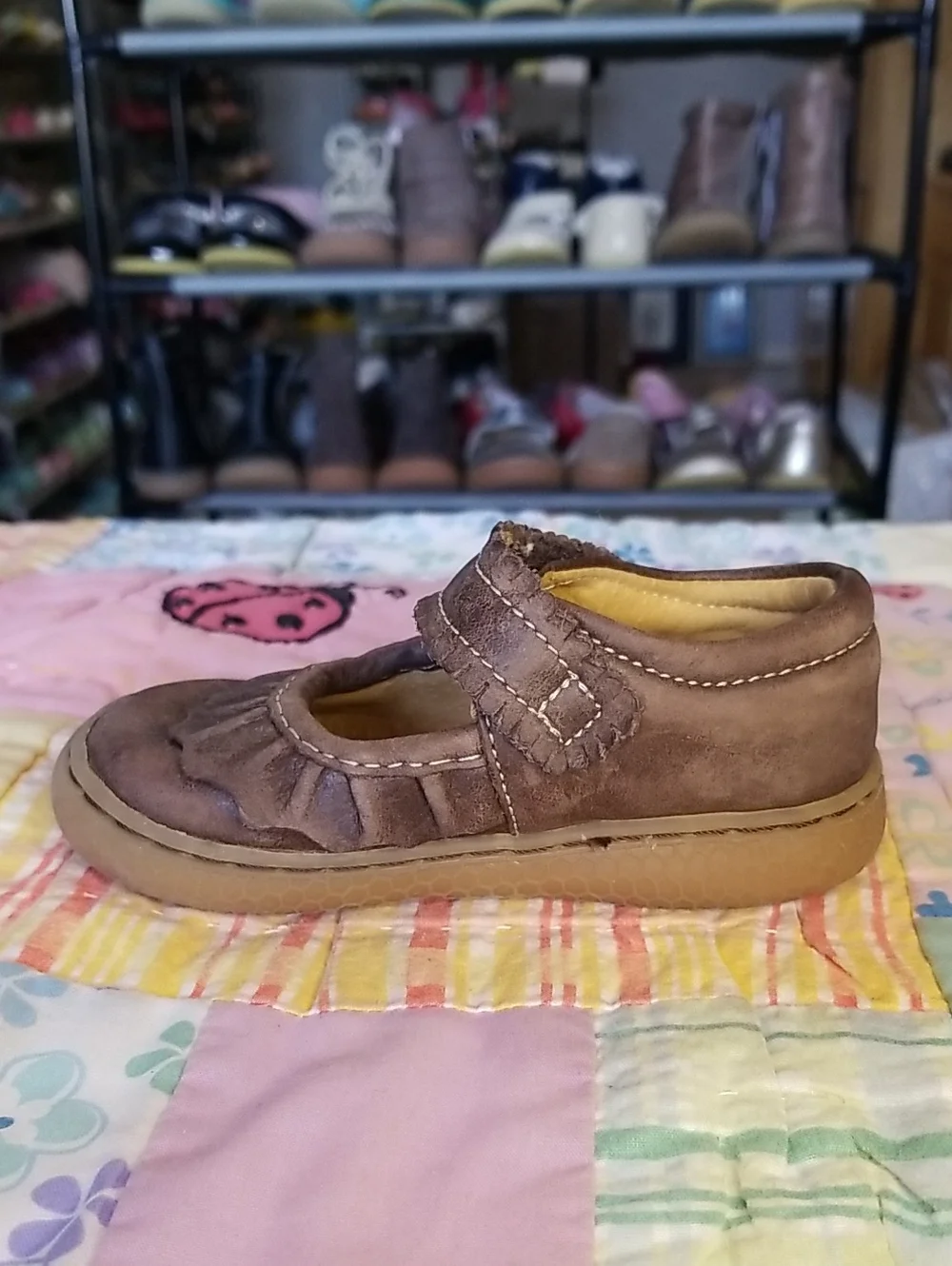 Livie & Luca Soft Originals Made in Mexico Vintage Brown Ruche Size 5